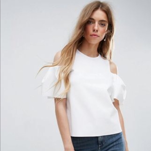 Asos Cold Shoulder Top-Ivory-US4 UK8 - Picture 1 of 8